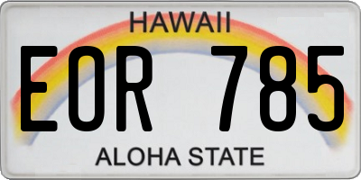 HI license plate EOR785