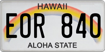 HI license plate EOR840
