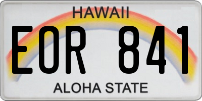 HI license plate EOR841