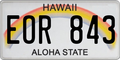 HI license plate EOR843