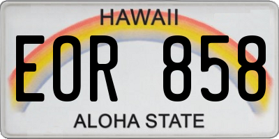 HI license plate EOR858
