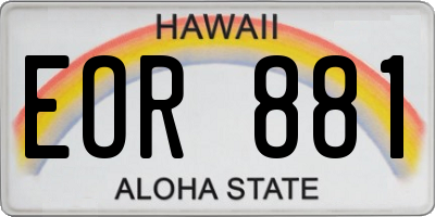 HI license plate EOR881