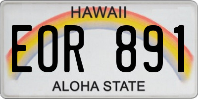 HI license plate EOR891