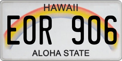 HI license plate EOR906