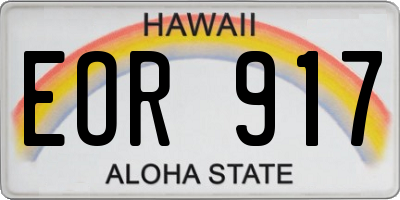 HI license plate EOR917
