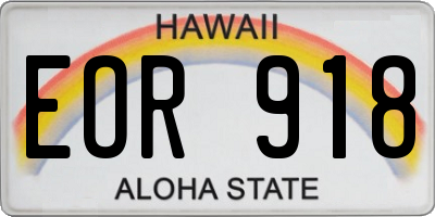 HI license plate EOR918
