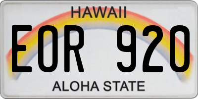 HI license plate EOR920