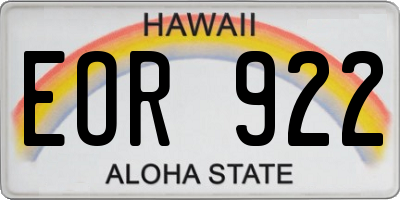 HI license plate EOR922