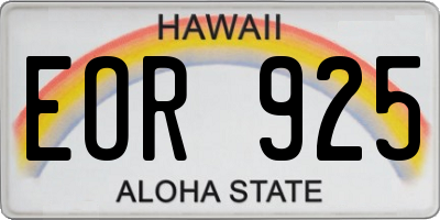 HI license plate EOR925