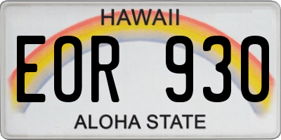 HI license plate EOR930