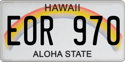 HI license plate EOR970