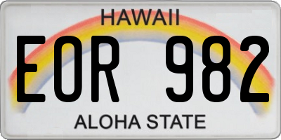 HI license plate EOR982
