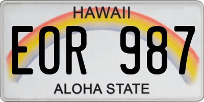 HI license plate EOR987