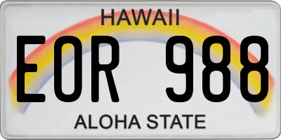 HI license plate EOR988