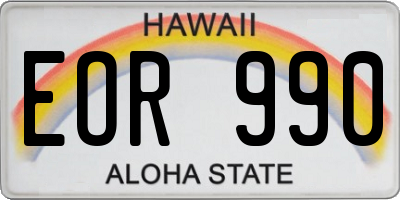 HI license plate EOR990