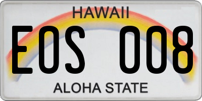 HI license plate EOS008