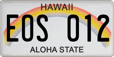 HI license plate EOS012