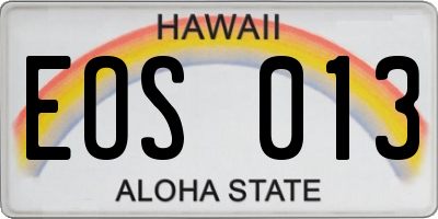 HI license plate EOS013