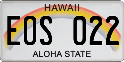 HI license plate EOS022