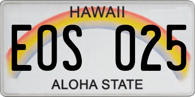 HI license plate EOS025