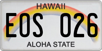 HI license plate EOS026
