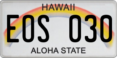 HI license plate EOS030