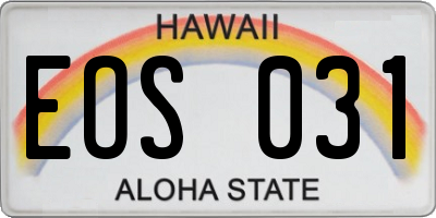 HI license plate EOS031