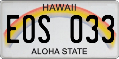 HI license plate EOS033