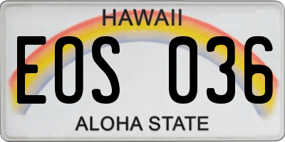 HI license plate EOS036