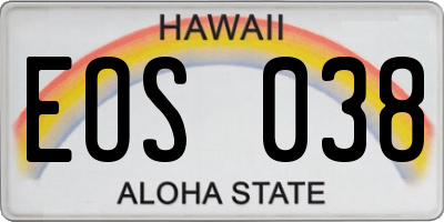HI license plate EOS038