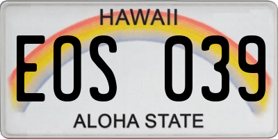 HI license plate EOS039