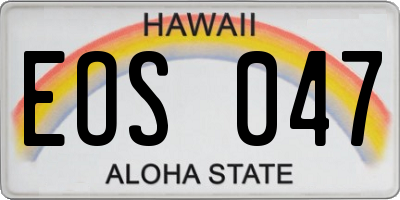 HI license plate EOS047