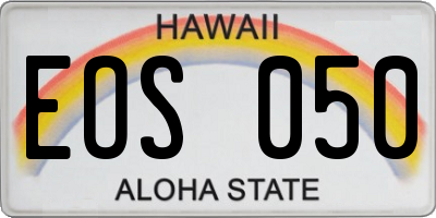 HI license plate EOS050
