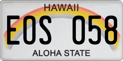 HI license plate EOS058