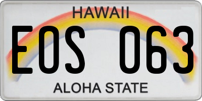 HI license plate EOS063