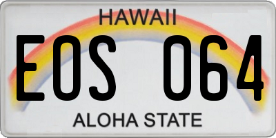 HI license plate EOS064