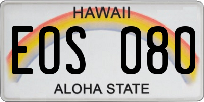 HI license plate EOS080