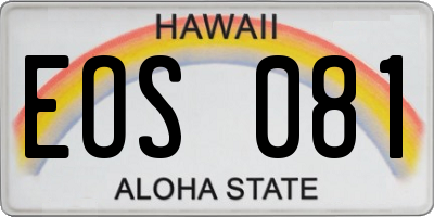 HI license plate EOS081