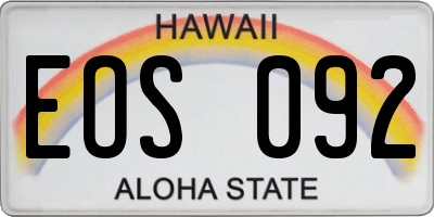 HI license plate EOS092