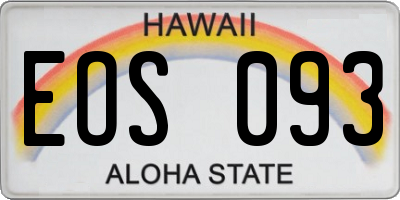 HI license plate EOS093