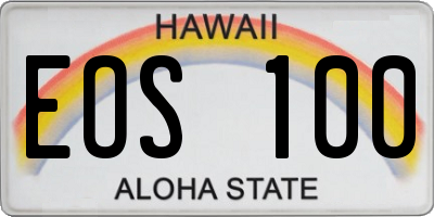 HI license plate EOS100
