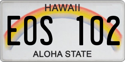 HI license plate EOS102