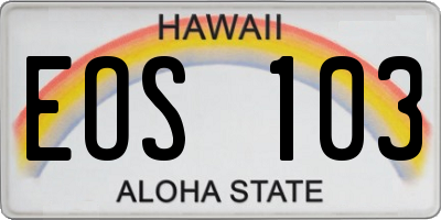 HI license plate EOS103