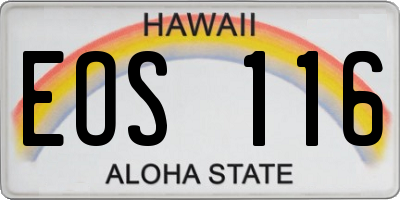 HI license plate EOS116