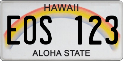 HI license plate EOS123