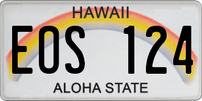 HI license plate EOS124