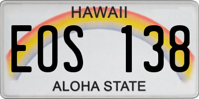 HI license plate EOS138