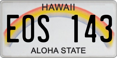 HI license plate EOS143