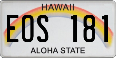 HI license plate EOS181