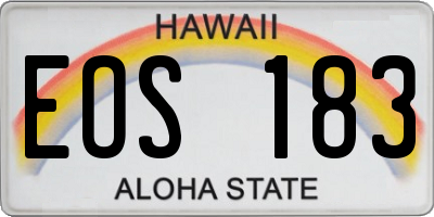 HI license plate EOS183